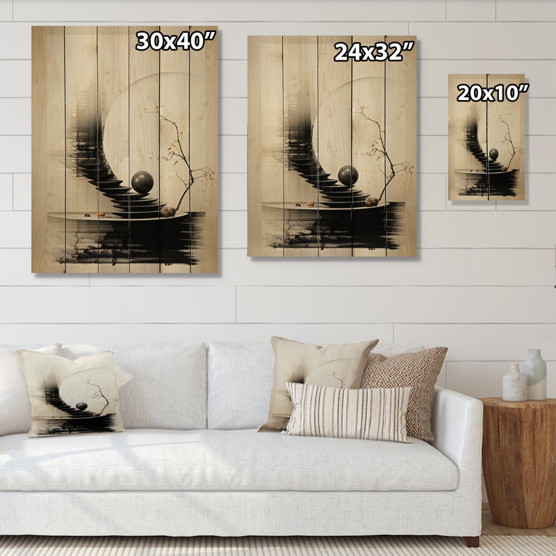 Art asiatique, coquillage Sumi II sur bois, H 32 po x l 24 po x P 0,78 po