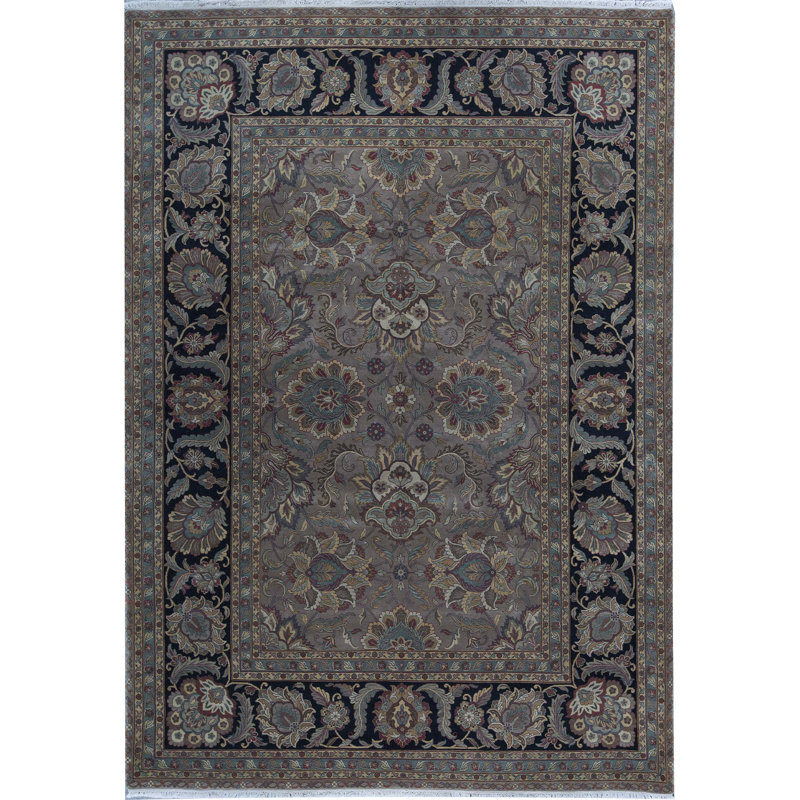 Tapis chameau et noir noué à la main de haute qualité