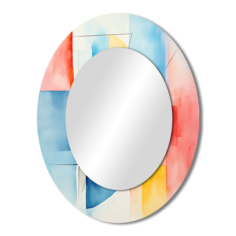 Miroir mural ovale Mid-Century, 43 po x 33 po