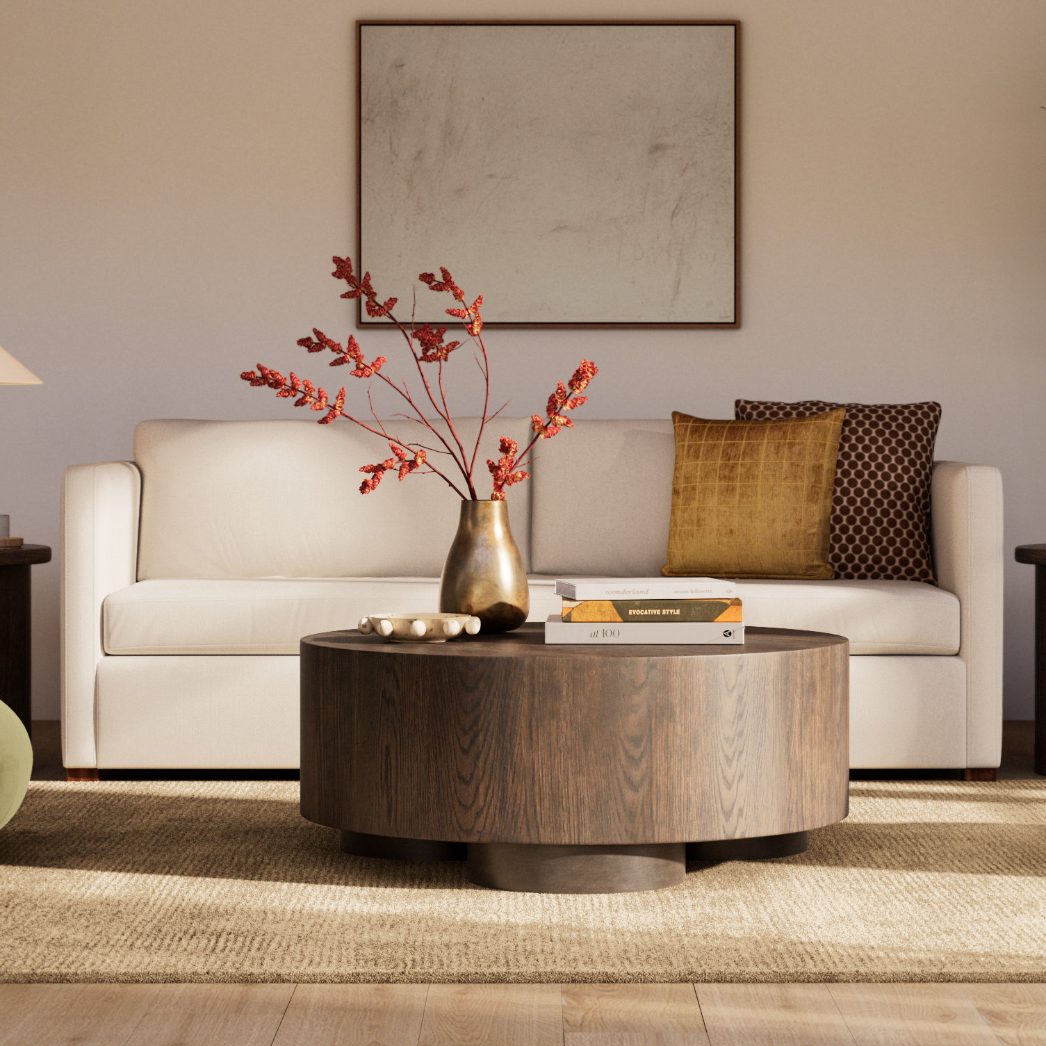 Caesar 42" Oak Coffee Table, Dark Brown
