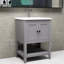 Grey 24 Inch Modern Stylish Bathroom Vanity Elegant Ceramic Sink With Solid Wood Frame Open Shelves