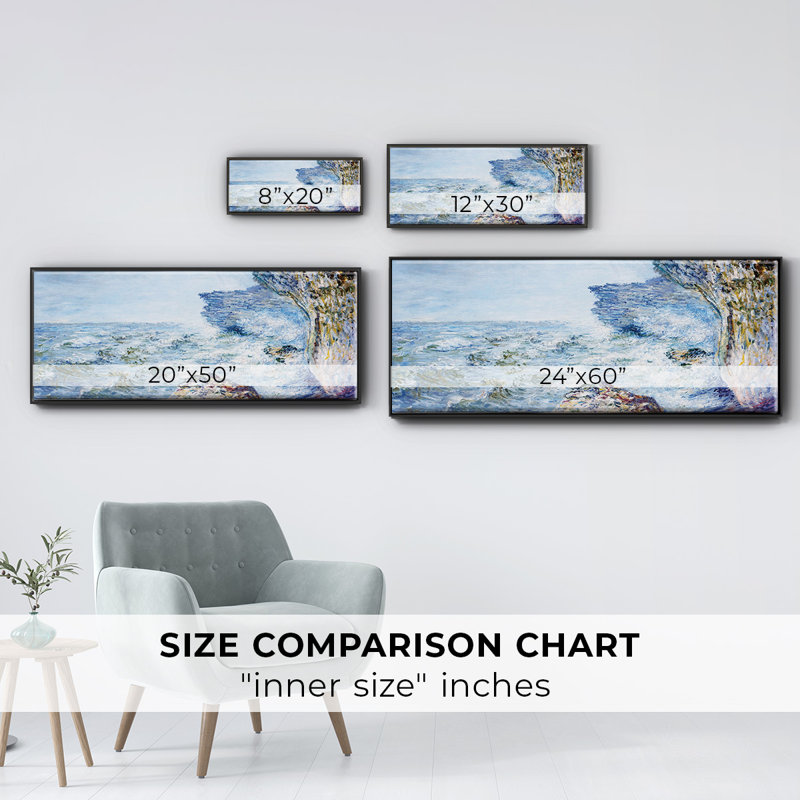 The Sea at Fecamp, 1881 - Framed Canvas, 12" H x 30" W