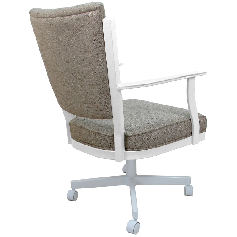 Danyael Metal Dining Caster Chair with Arms, White, Hemsath Driftwood