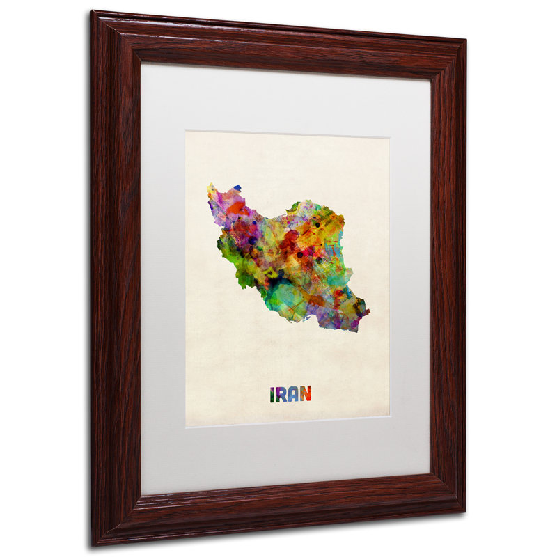 « iran map », impression encadrée encadrée, H 14 po x l 11 po x P 0,5 po