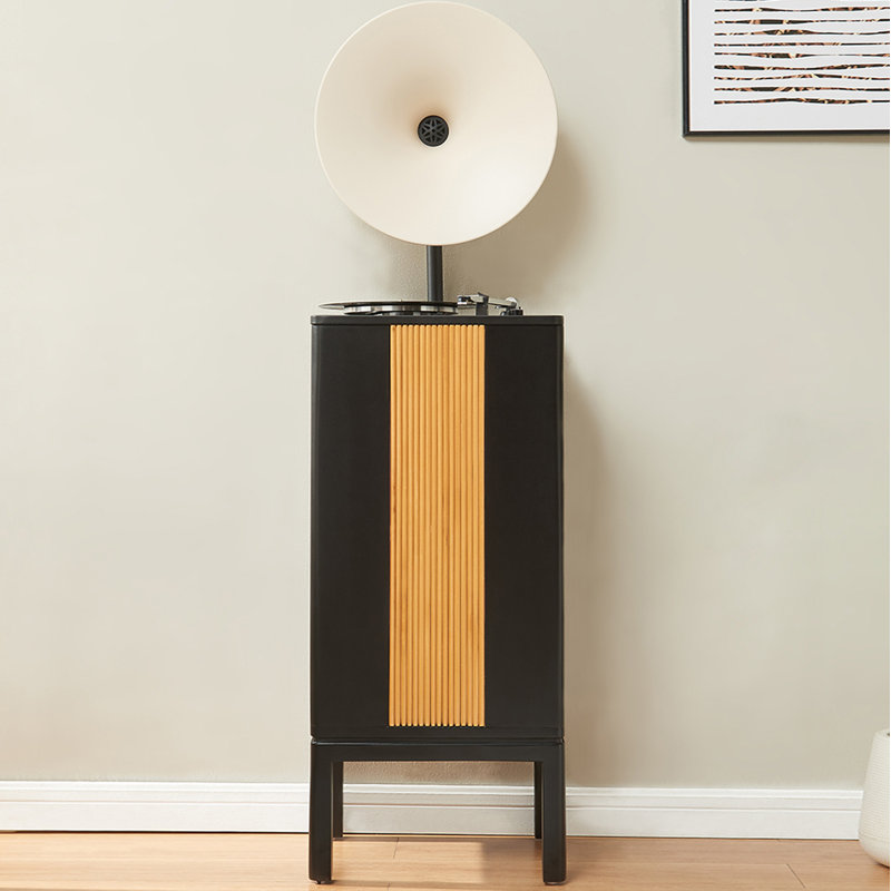 Black+White Rectangular Solid Wood+Copper Media Players