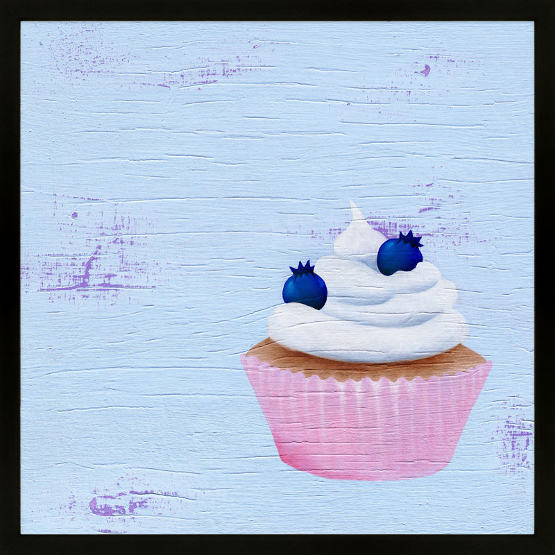 Blueberry Cupcake Print by Katy Montica, 16" W x 16" H x 1.25" D, Black Framed Paper