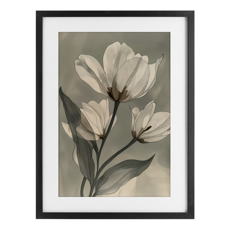«Times Three Budding Magnolias», reproduction sous verre encadrée, design par Annabelle Hall, H 20 po x l 14 po