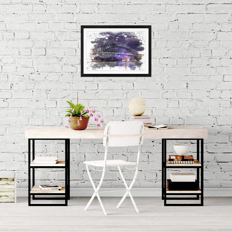 Sydney Australia Harbour Bridge - Wall Art, 45cm H x 62cm W, Framed Picture