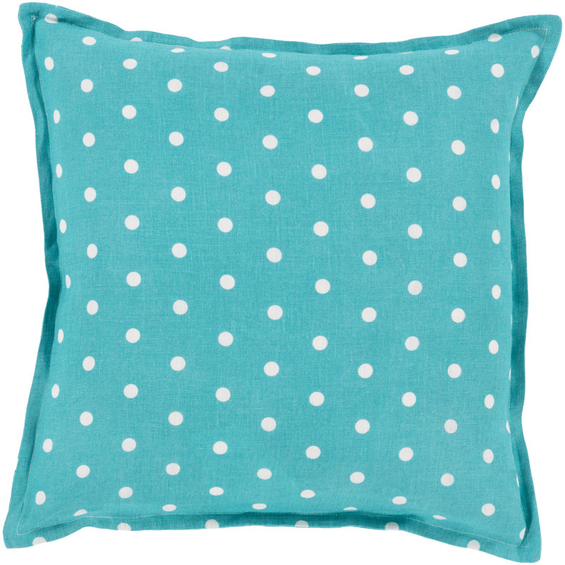 Polka Dots Throw Pillow, 20" H x 20" W x 4" D, Teal