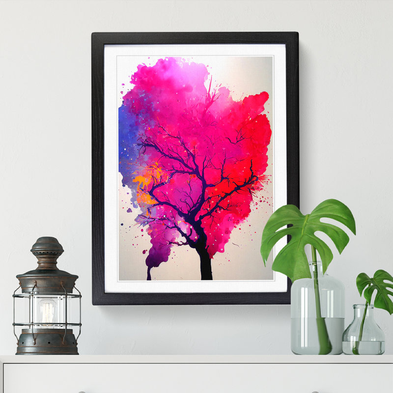 Plum Tree Paint Splatter Vol.3 - Framed Print, Black, 46cm H x 34cm W x 2cm D