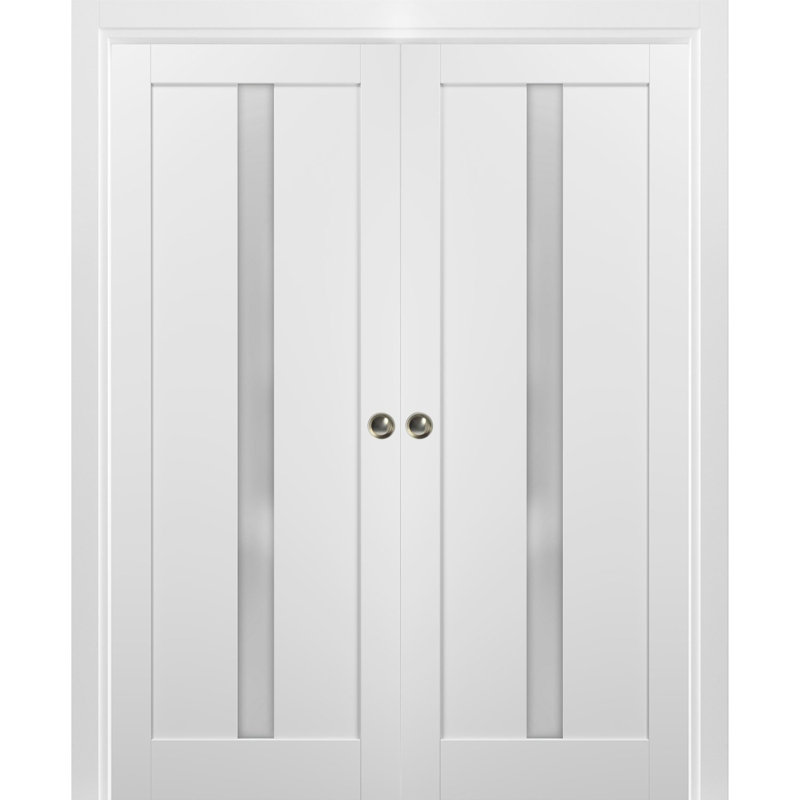 Portes blanches en verre givré Quadro, 72 po x 80 po
