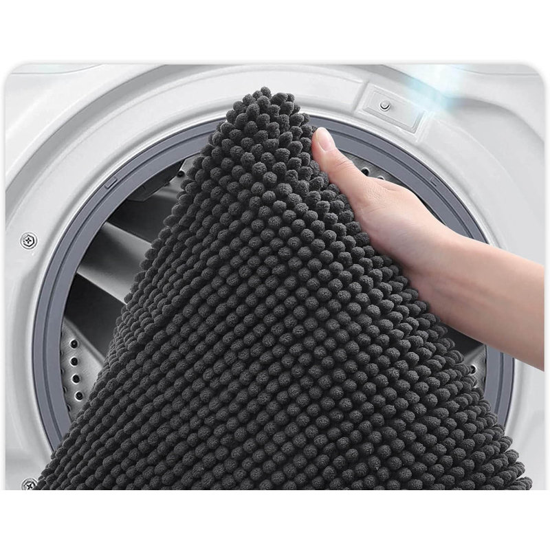 Chenille Non-Slip Bath Mat, Dark Grey