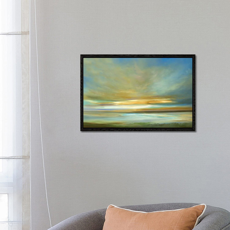 Light On The Dunes by Sheila Finch - Painting on Canvas, 66.04 cm H x 45.72 cm W, Black Floater Framed