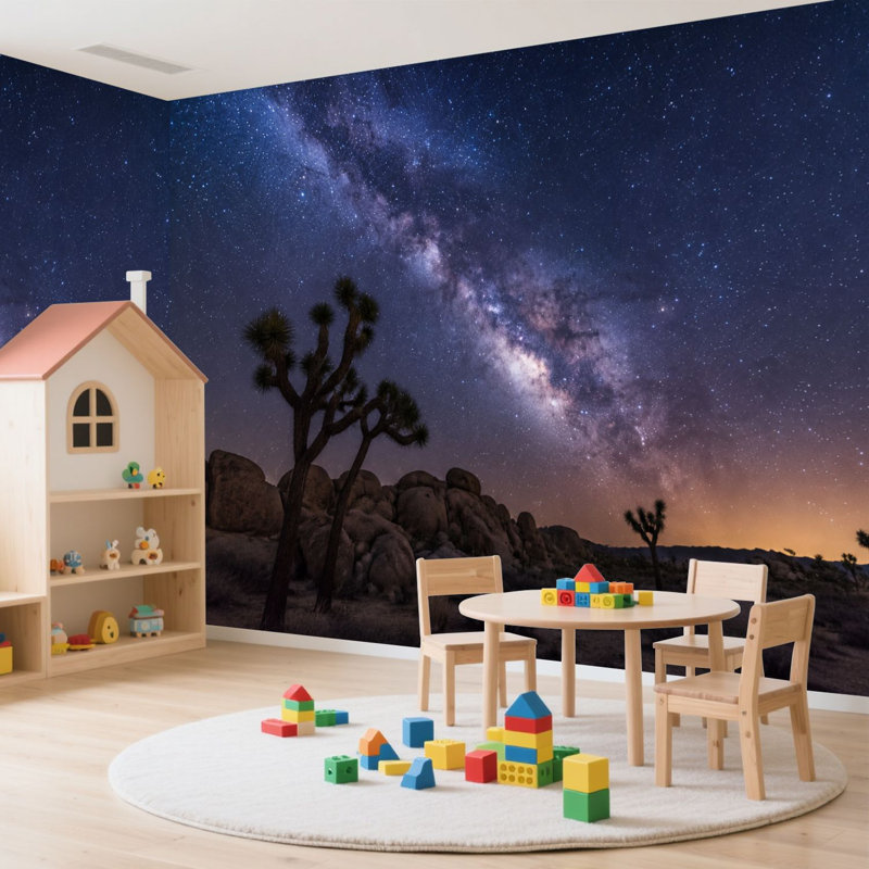 Papier peint adhésif auto-adhésif moderne pour la chambre à coucher Peel and Stick L 100 po x l 144 po - avec galaxie du désert de la Voie Lactée