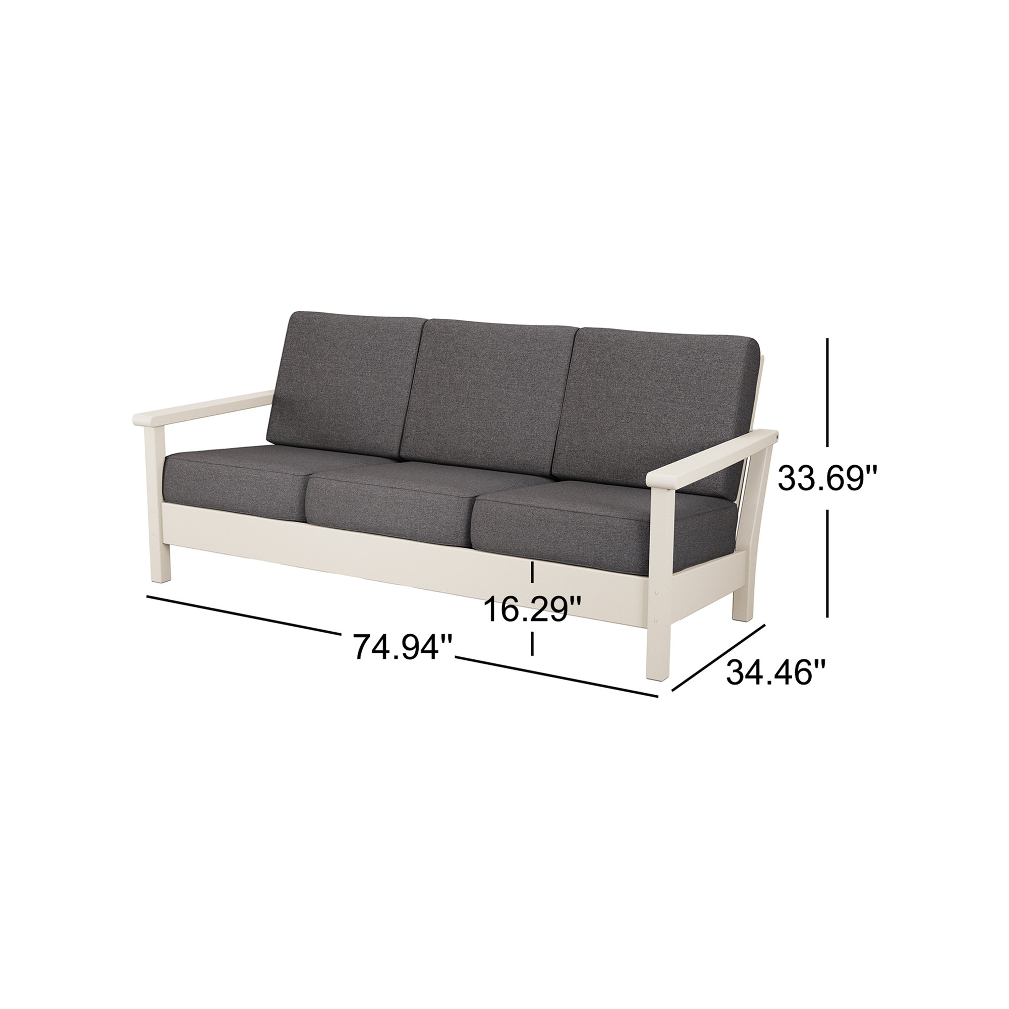 Harbour Deep Seating Sofa, Ash Charcoal, Sand