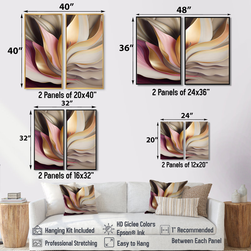 Art mural sur toile à l'encre liquide abstraite subtile sophistiquée rose et or V, H 40 po x l 40 po, Crème, crème