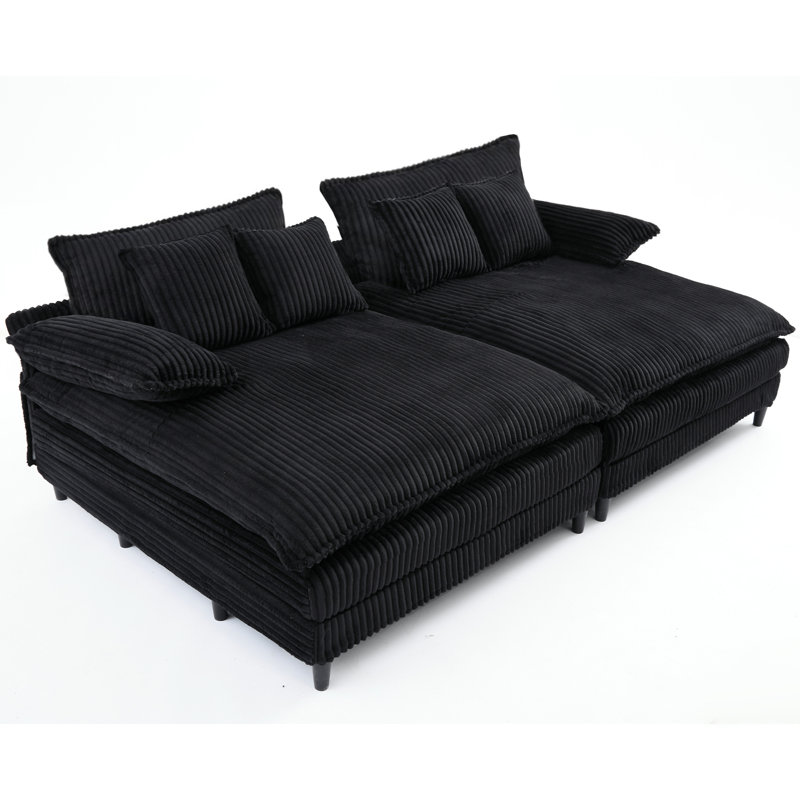  109" W Oversized Double Lounge Chaise, Black