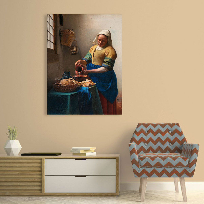 The Milkmaid (Detail) by Johannes Vermeer - Wrapped Canvas Painting, 120cm H x 90cm W x 4cm D