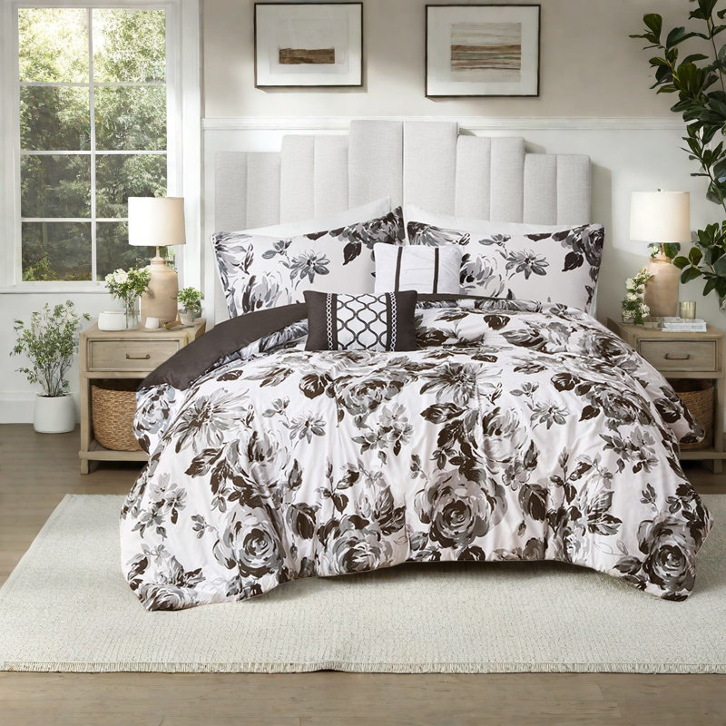 Elegant Floral Comforter, Ultra Soft Polyester Bedding Sets For Home