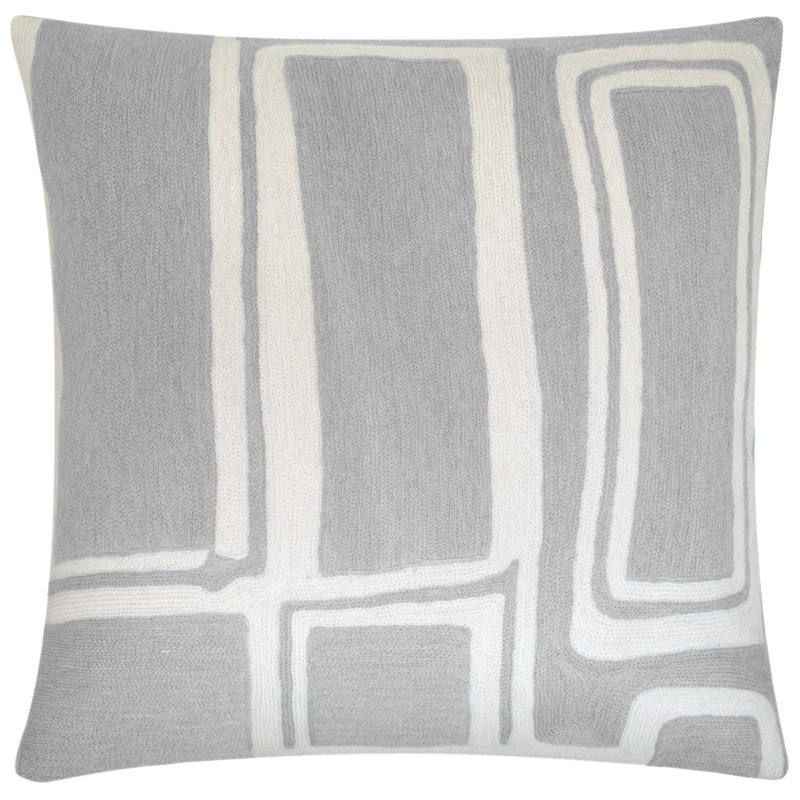 Procession Hand-Embroidered Chain Stitch Pillow, Ice/Cream