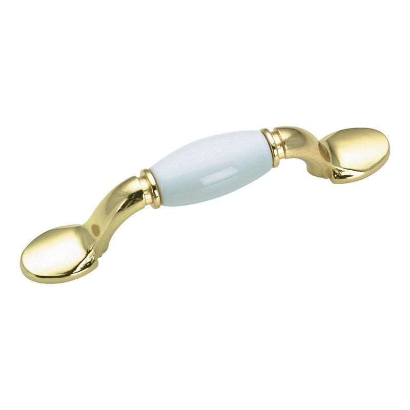 Expression 3" Center to Center Arch Pull, Brass/White