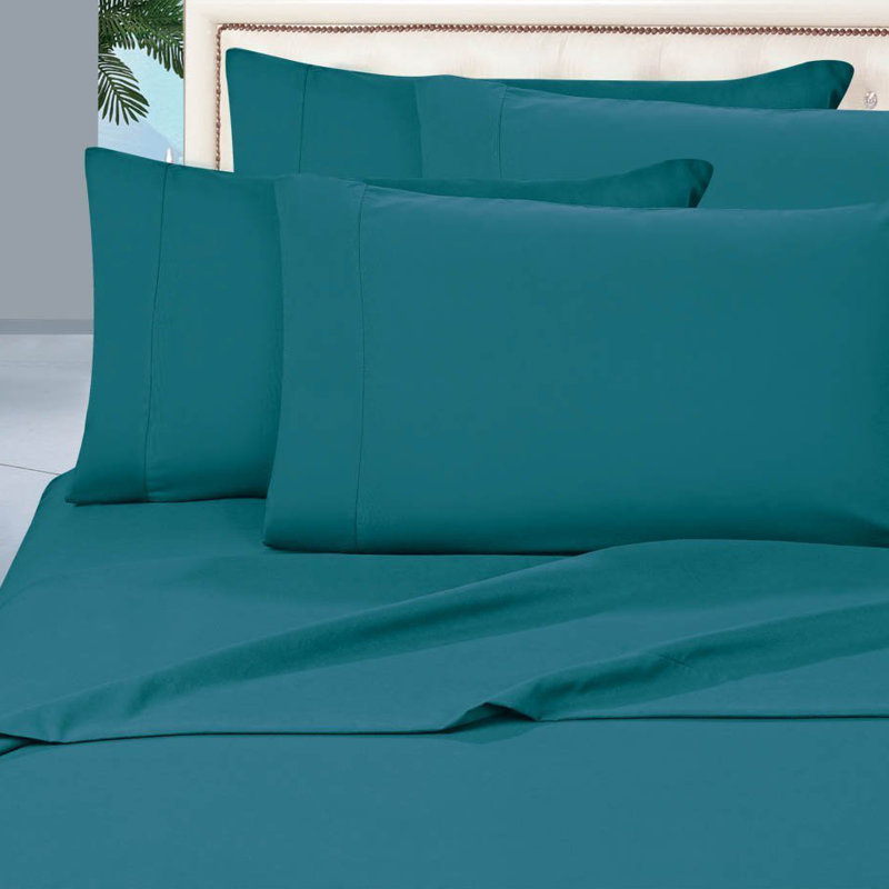 Ensemble de draps en polyester 1500 fils, Ensemble de draps pour très grand lit, Turquoise