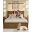Cadre de lit Queen Size en bois massif avec tête de lit, sommier à lattes, 2 tiroirs de rangement, sans sommier tapissier, silencieux.