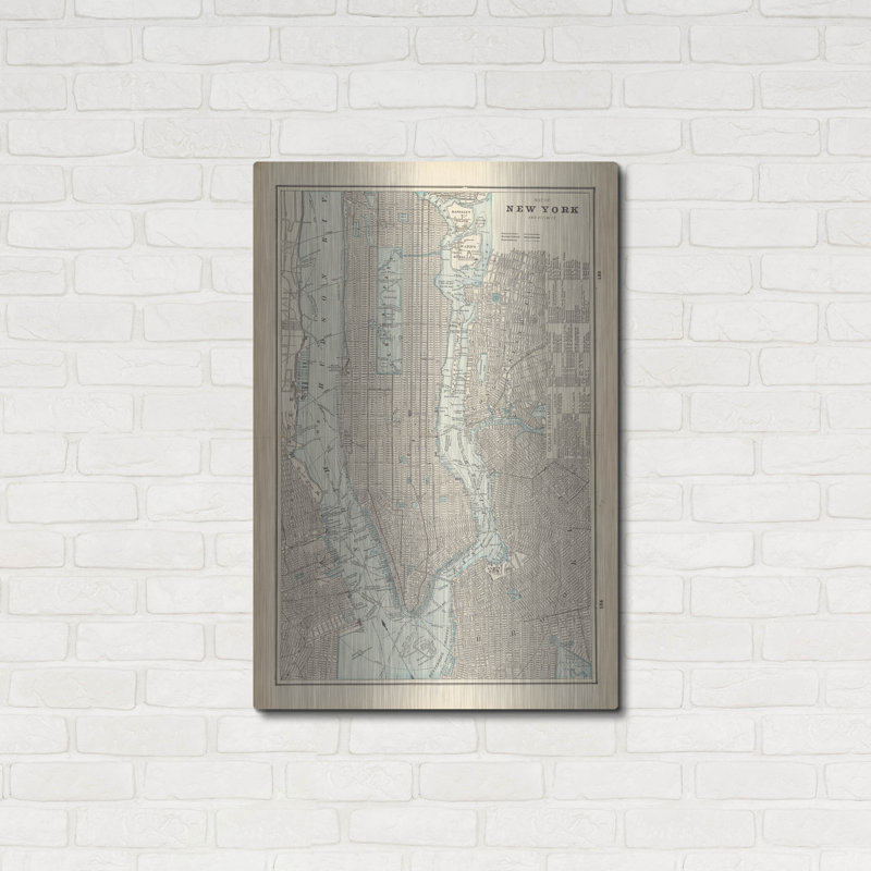 Art mural luxueux, "New York City Map" par Wild Apple, 24 po x 36 po, H 36 po x l 24 po