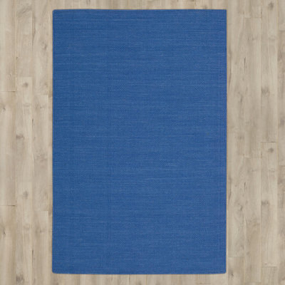 Stella main tissé coton/laine tapis bleu