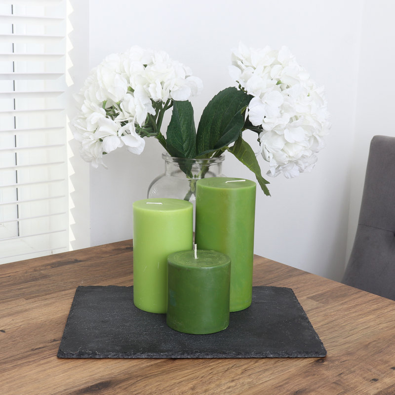 Unscented Scented Pillar Candle, Green