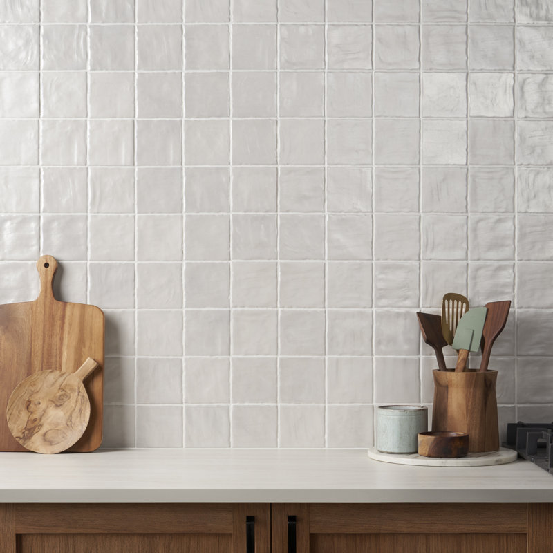 Carreau de faïence murale 4 "x 4" à finition satinée Bond Tile Southampton (5,38 pieds carrés / caisse), Blanc