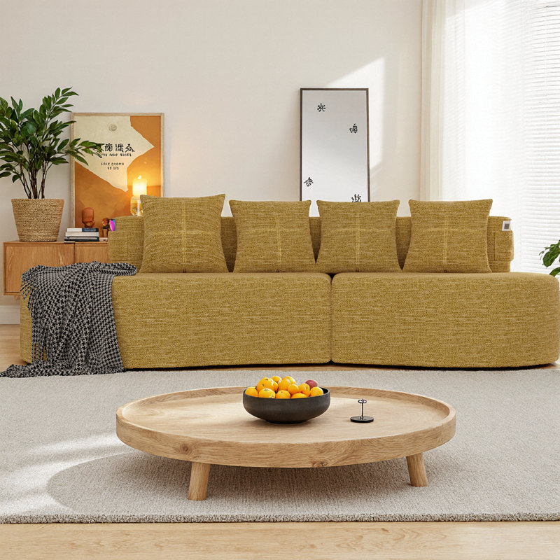 Canapé modulaire incurvé Modern Modern, Jaune moutarde