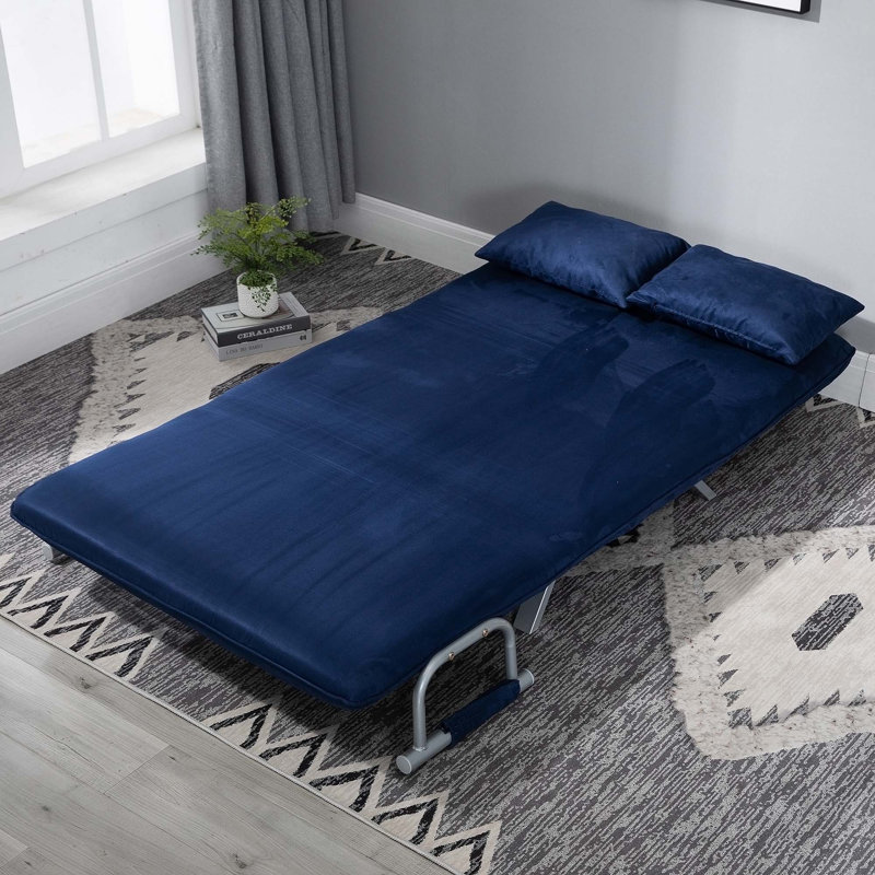 Versatile Convertible Sofa Bed with Adjustable Backrest and Plush Pillows