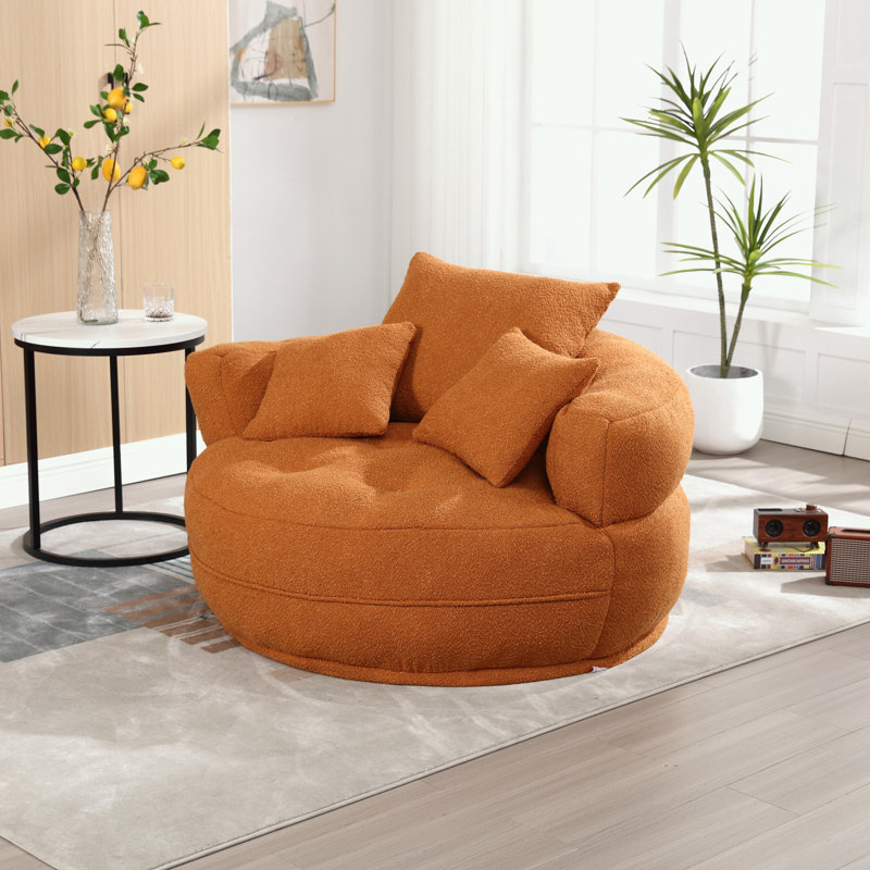 Canapé simple en chenille avec coussins, Orange