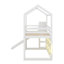 Lit mezzanine simple en bois avec glissade, tablettes de rangement et rampe d'escalade-114466849