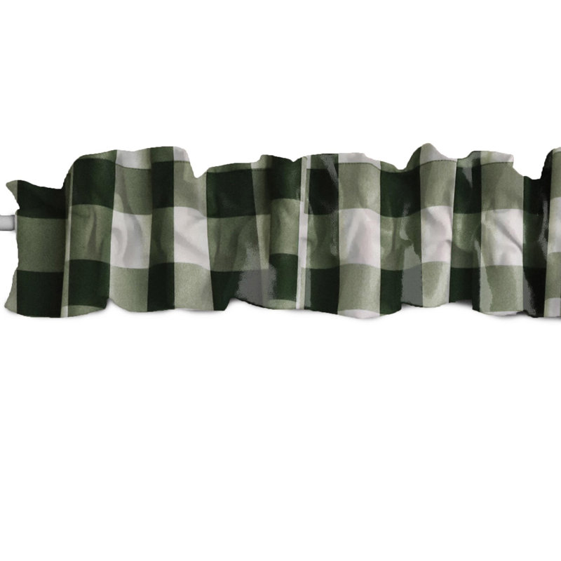 Cantonnière à carreaux sur mesure, Vert chasseur / blanc, L 9 po x L 120 po