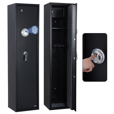 Coffre-fort Enjyam pour la maison : armoire de rangement sécurisée pour fusil et outils à main avec accès rapide par empreinte digitale, étagère amovible, mode silencieux, coffre à outils intégré, grande capacité, couleur noire.