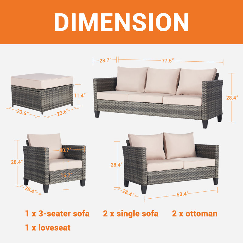 Wicker 9 - Person Patio Conversation Set, Sand