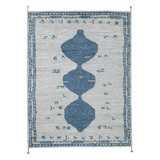 Wool Abstract Area Rug in Blue/Gray