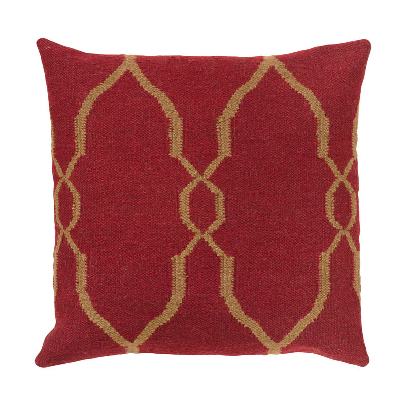  Housse de coussin carré et insert, 22 po x 22 po, Rouge / Brun, Housse de coussin seulement