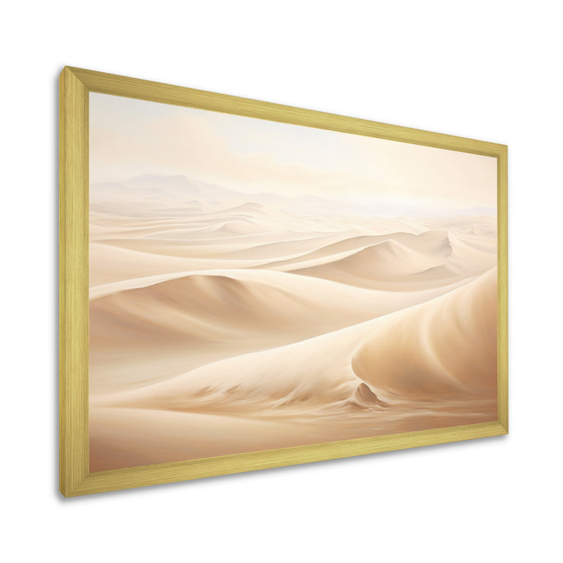 Minimalisme désert sables de sérénité III sur toile, H 34 po x l 44 po x P 1,5 po, Encadrement doré