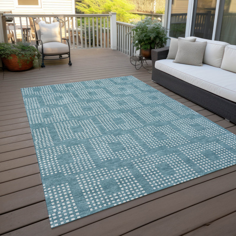 Malek Indoor/Outdoor Area Rug with Non-Slip Backing, Rectangle 10' x 14'