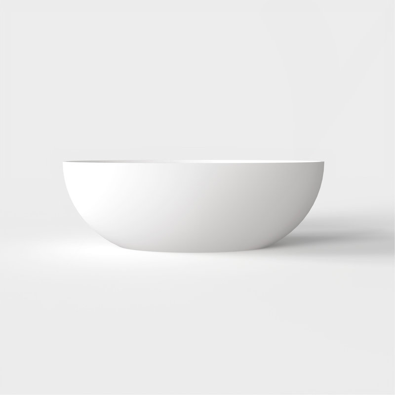 67 Inch Freestanding Solid Surface Soaking Bathtub For Bathroom, Matte White