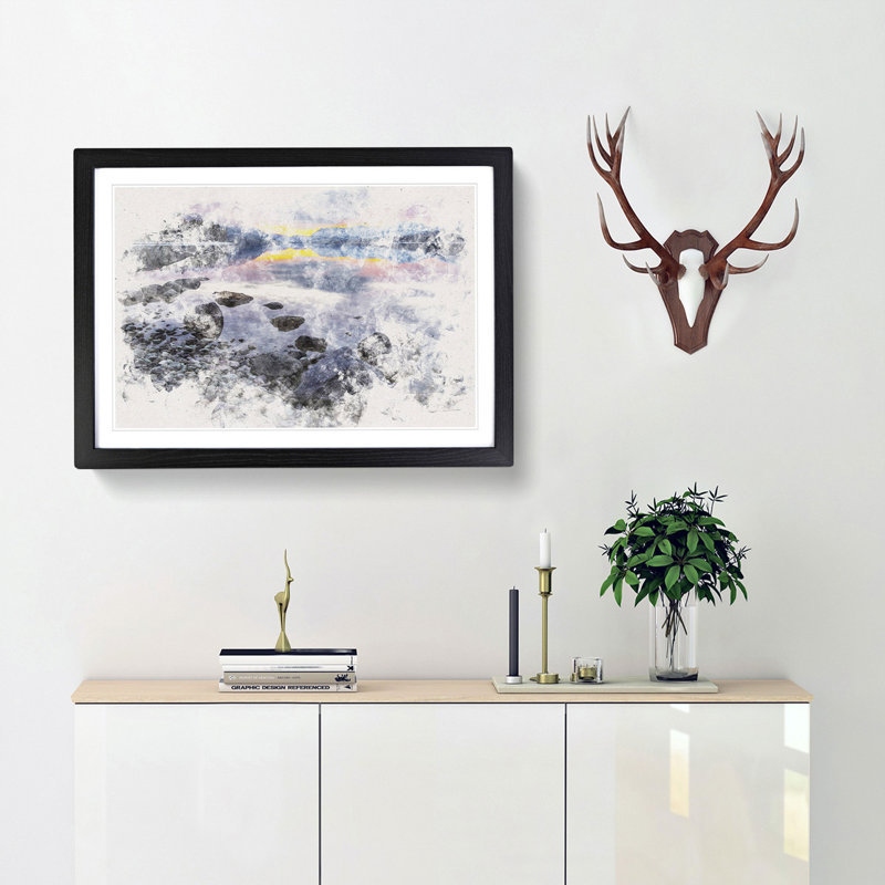 The Apgar Mountains in Montana - Picture Frame Painting Print, 36cm H x 48cm W x 2cm D, Oak Framed