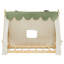 Cabane en bois double avec tente de jeu en tissu et guirlande lumineuse suspendue, blanc