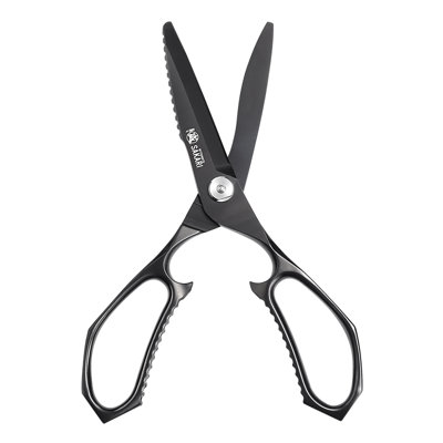 MITSUMOTO SAKARI 8 inch Kitchen Scissors, Heavy Duty Titanium Plated, Detachable for Meat, Chicken, Fish