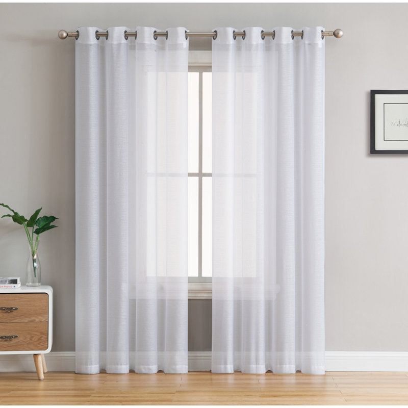 Carmille Semi-Sheer Grommet Curtain Panels, White, 54" W x 108" L
