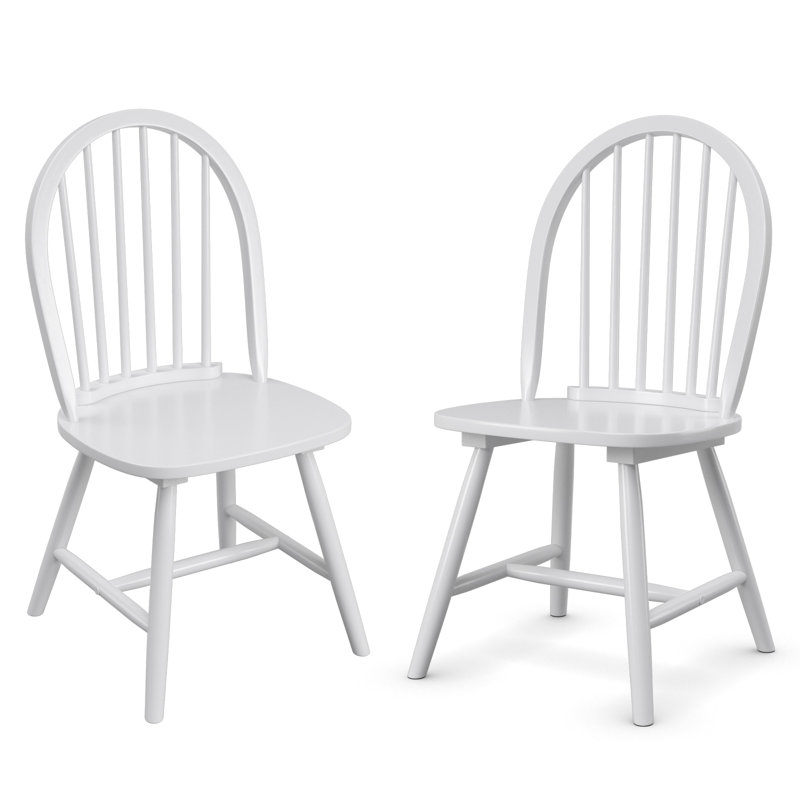 46cm H Solid Wood Windsor Back Side Chair in White, White