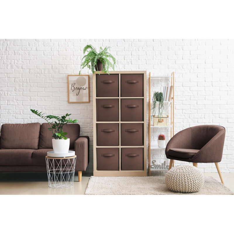 Ensemble de cubes de rangement en tissu, Brun chocolat, 6