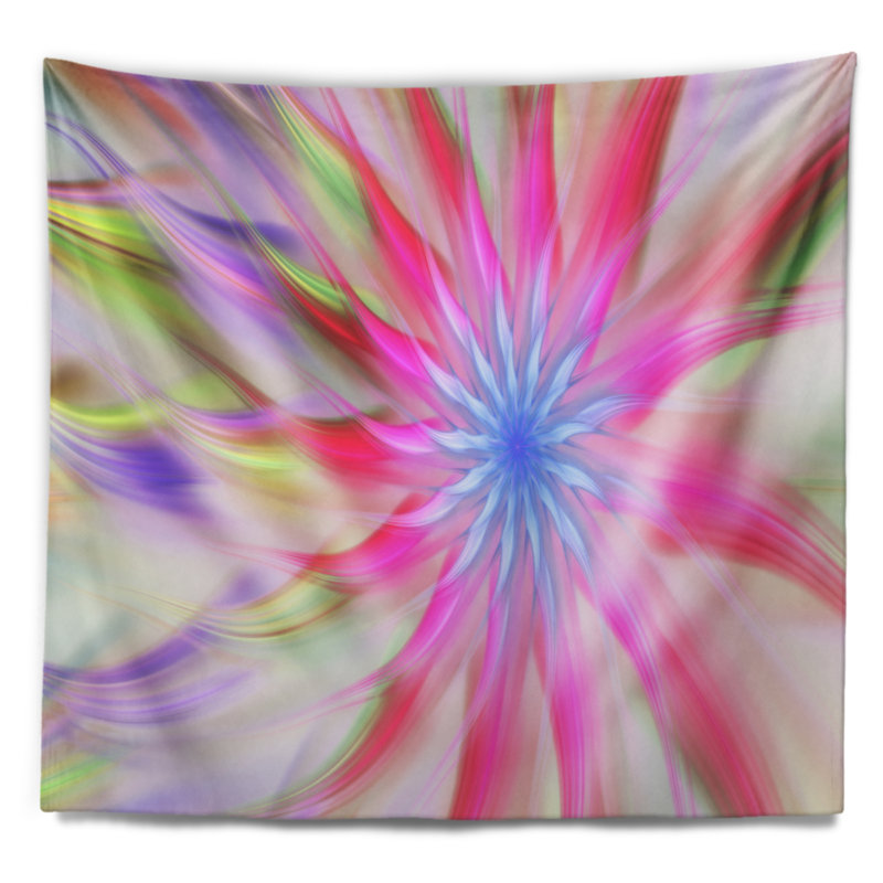 Tapisserie floral rose de fleurs exotiques, H 68 po x l 80 po